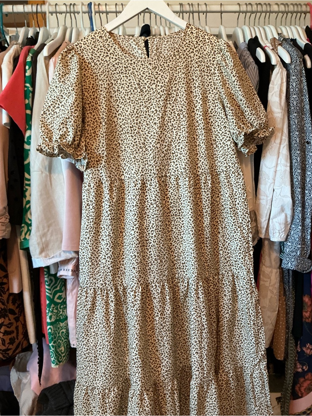 SHEIN  Leopard Tiered Dress maxi size large